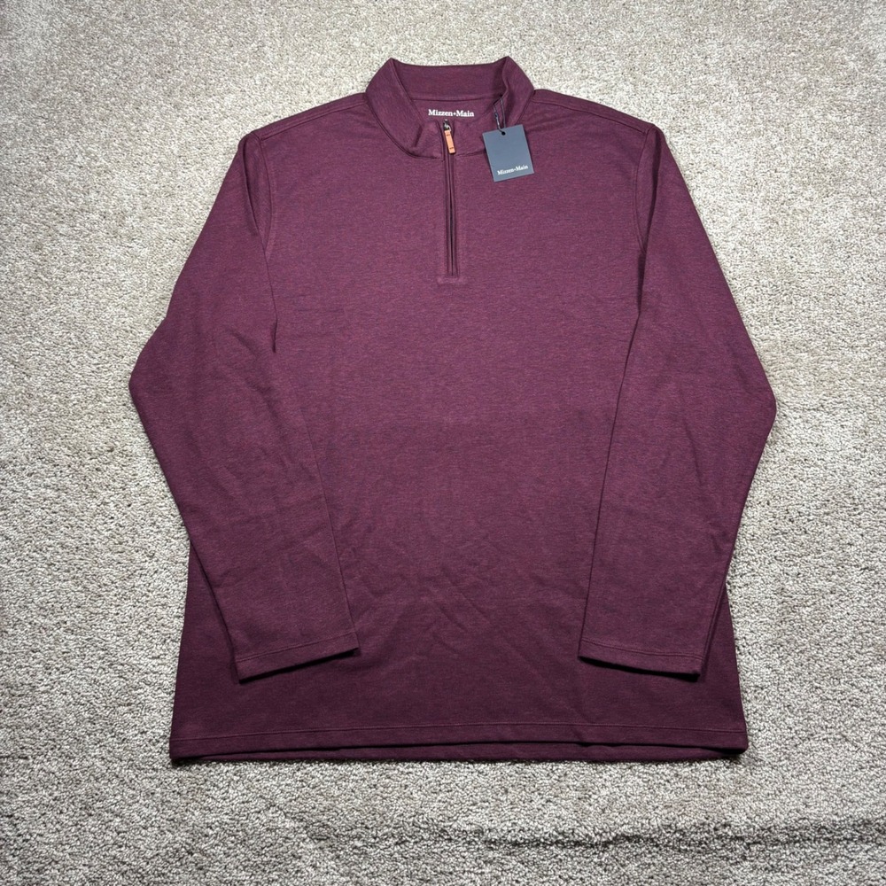 Mizzen+Main Mens KPI Quarter Zip Pullover Wine Heather XL 1PO-2048 NWT